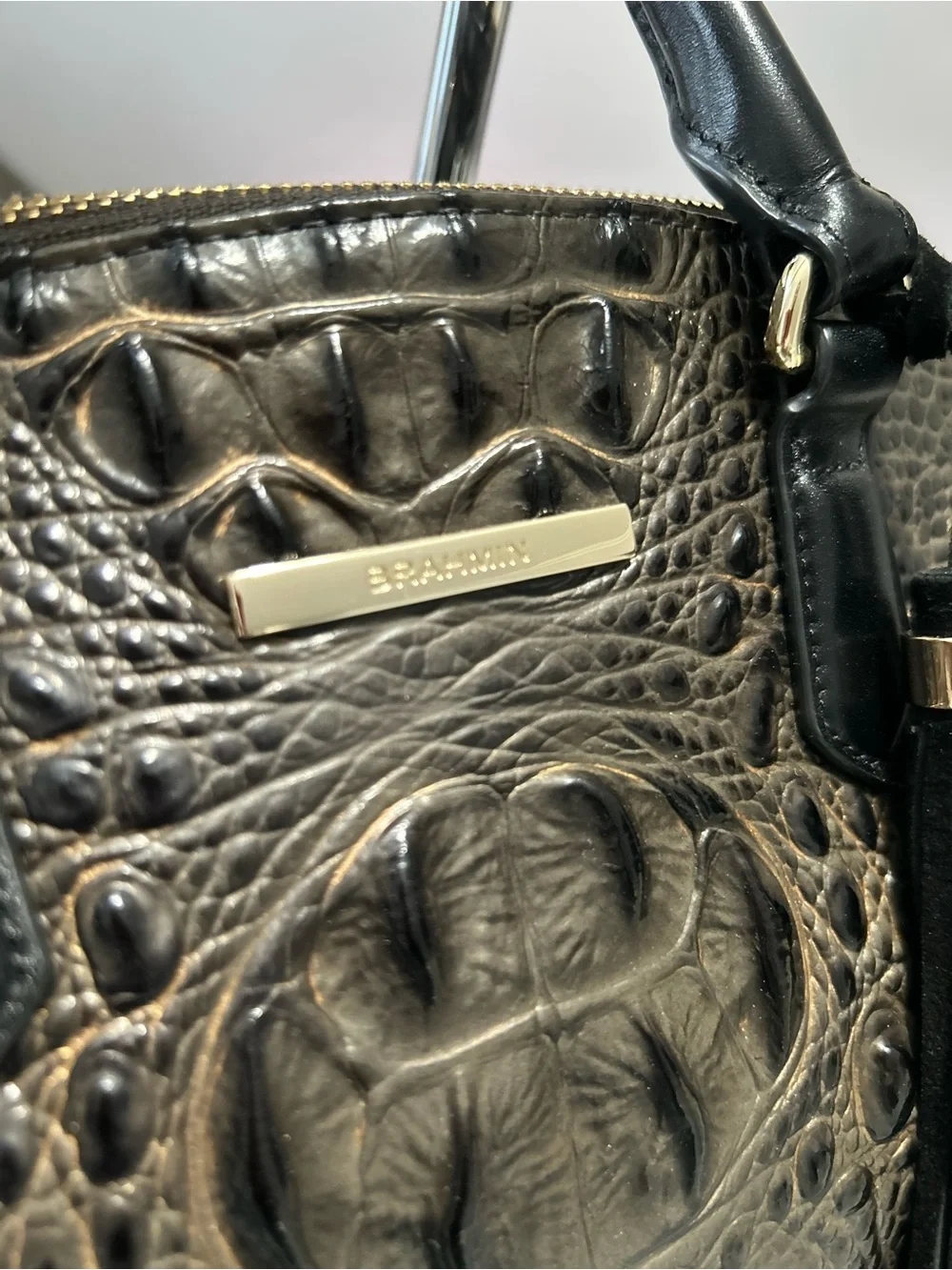Brahmin Duxbury Graphite Aster Melbourne Leather Satchel